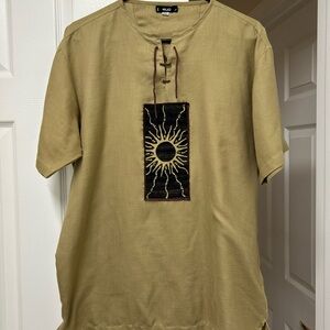 Hijo Tan Short Sleeve Tees with Graphic Design, Size L